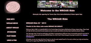 The WROAR Ride website, dontated by AG Web Services